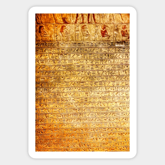 Egyptian Hieroglyphs Written In Stone Sticker by tommysphotos
